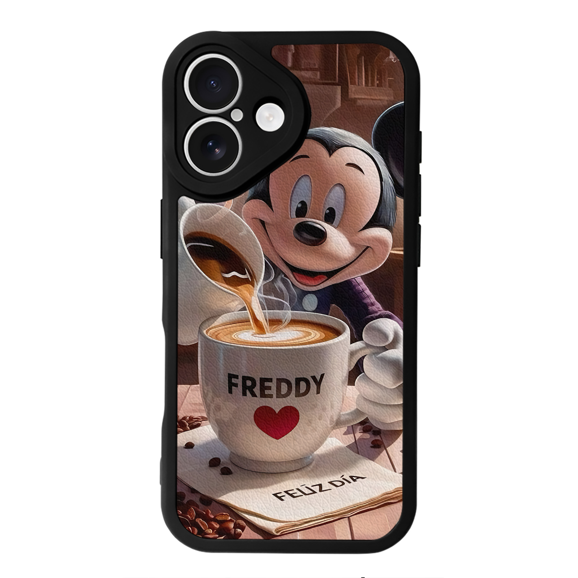 （画像用） ミッキーマウス Mickey Mouse 【iPhone 16シリーズ対応】シリコンスマホケース（レザー調） 材質：シリコン